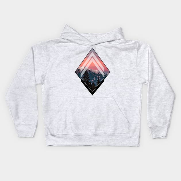 Geometric Snowy Mountain Kids Hoodie by Bluepress